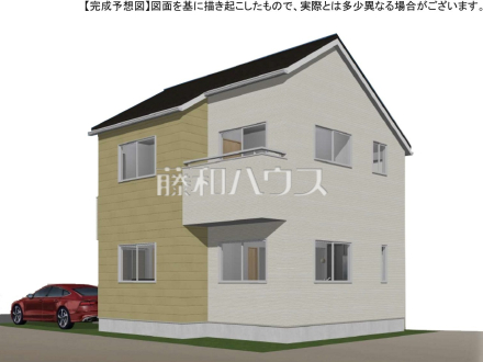 9号地　建物プラン例（外観写真）　【練馬区西大泉４丁目】　
[参考プラン] 
建物価格：1,860万円（税込）　建物面積：95.42m&sup2;