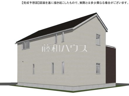 1号地　建物プラン例（外観写真）　【練馬区西大泉４丁目】　
[参考プラン] 
建物価格：1,880万円（税込）　建物面積：97.5m&sup2;