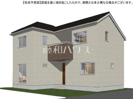 3号地　建物プラン例（外観写真）　【練馬区西大泉４丁目】　
[参考プラン] 
建物価格：1,860万円（税込）　建物面積：96.05m&sup2;