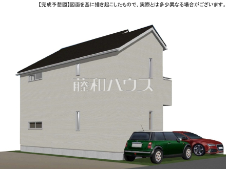 9号地　建物プラン例（外観写真）　【練馬区西大泉４丁目】　
[参考プラン] 
建物価格：1,860万円（税込）　建物面積：95.42m&sup2;