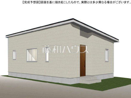 10号地　建物プラン例（外観写真）　【練馬区西大泉４丁目】　
[参考プラン] 
建物価格：1,640万円（税込）　建物面積：56.31m&sup2;