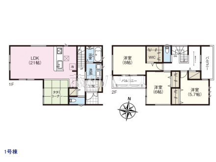 1号棟　間取図　【春日井市気噴町５丁目】