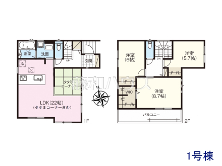 1号棟　間取図　【小牧市中央３丁目】