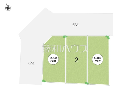 ≪全体区画図≫前面道路はゆとりの6m。車の出し入れも楽々です。　【府中市府中町３丁目】