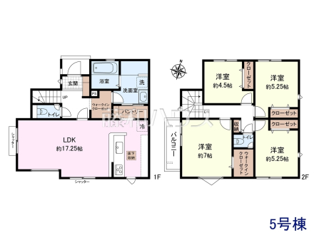 5号棟　間取図　【東村山市秋津町２丁目】