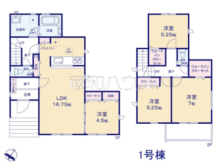 1号棟　間取図　【福岡市東区香椎駅東１丁目】