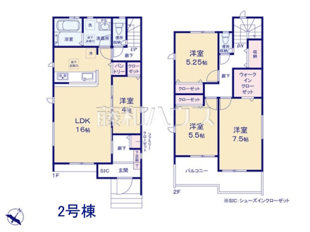 2号棟　間取図　【福岡市東区香椎駅東１丁目】