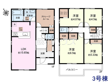 3号棟　間取図　【清瀬市下宿２丁目】