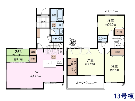 13号棟　間取図　【清瀬市下宿２丁目】