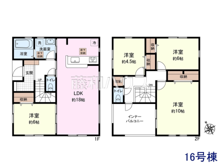 16号棟　間取図　【清瀬市下宿２丁目】