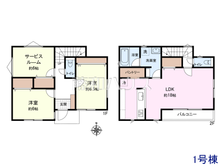 ≪1号地・参考プラン≫土地2290万円＋建物1500万円＝3790万円　
1階：45.36㎡、2階：45.36㎡、合計：90.72㎡【東久留米市下里２丁目】　
[参考プラン] 
建物価格：1,500万円（税込）　建物面積：90.72m&sup2;