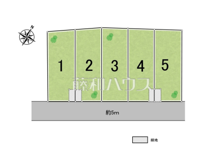 区画図【東久留米市小山５丁目】西武池袋線「清瀬」駅 徒歩12分・東久留米市小山5丁目に全5区画の売地が登場致しました！