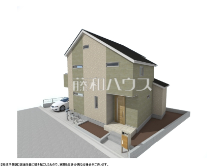 1号地　建物プラン例（パース・外観）　【国分寺市西町３丁目】　
[参考プラン] 
建物価格：2,000万円（税込）　建物面積：93.54m&sup2;