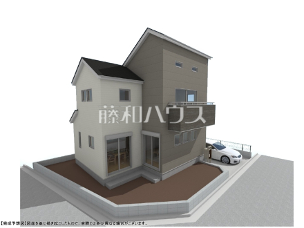 5号地　建物プラン例（パース・外観）　【国分寺市西町３丁目】　
[参考プラン] 
建物価格：2,000万円（税込）　建物面積：94.4m&sup2;