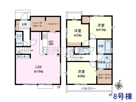 8号棟　間取図　【東久留米市下里１丁目】