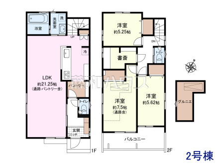 2号棟・参考プラン【東久留米市小山5丁目】　
[参考プラン] 
建物価格：1,600万円（税込）　建物面積：95.22m&sup2;
