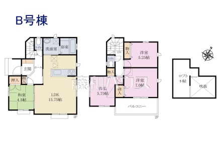B号棟　間取図　【立川市栄町２丁目】