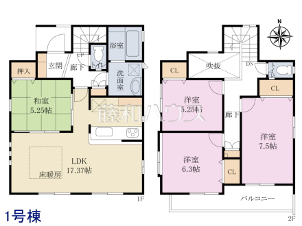 1号棟　間取図　【小平市鈴木町１丁目】
