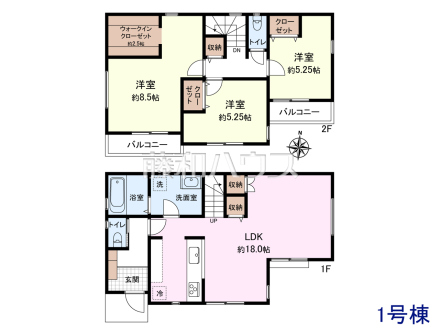≪1号地・参考プラン≫土地2890万円＋建物1810万円＝4700万円　
1階：46.37㎡、2階：45.75㎡、合計：92.12㎡【東久留米市前沢１丁目】　
[参考プラン] 
建物価格：1,810万円（税込）　建物面積：92.12m&sup2;