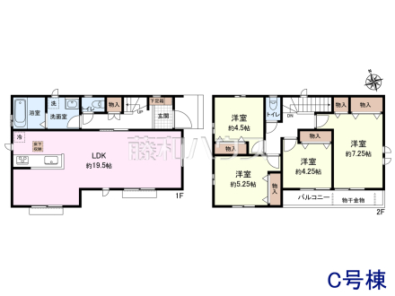 C号棟　間取図　【八王子市弐分方町】