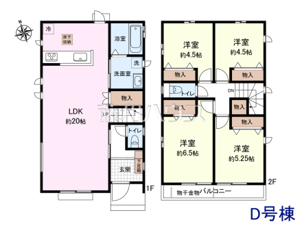 D号棟　間取図　【八王子市弐分方町】