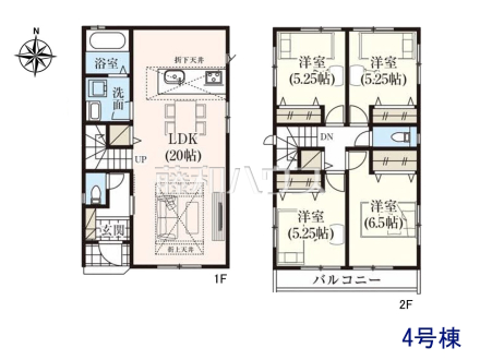 4号棟　間取図　【日野市落川】