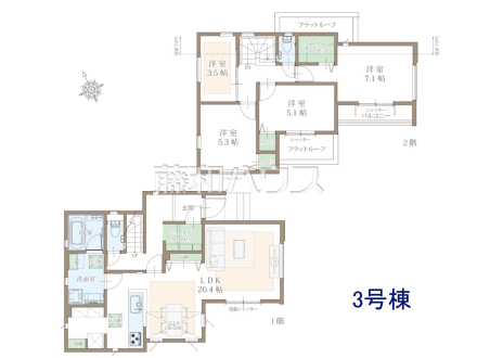 3号棟　間取図　【立川市錦町６丁目】