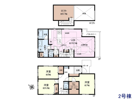 2号棟　間取図　【世田谷区上祖師谷２丁目】