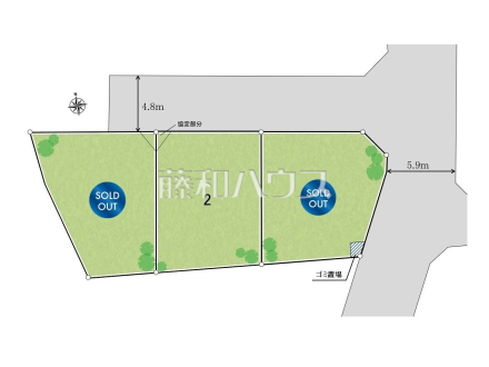≪区画図≫全区画33坪以上のゆとりの整形地【新座市石神3丁目】