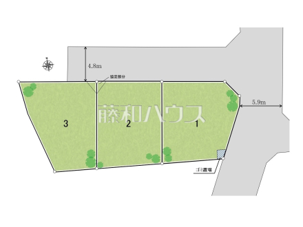 ≪区画図≫全区画33坪以上のゆとりの整形地【新座市石神3丁目】