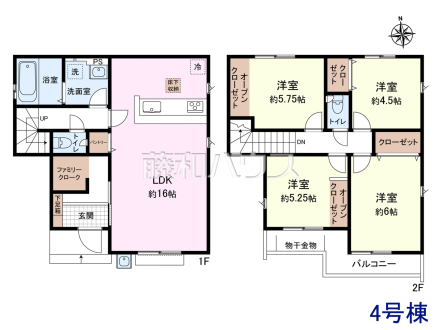 4号棟　間取図　【立川市若葉町３丁目】