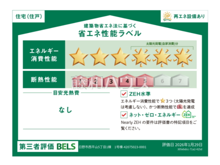 1号棟　省エネ性能ラベル　【日野市西平山５丁目】　