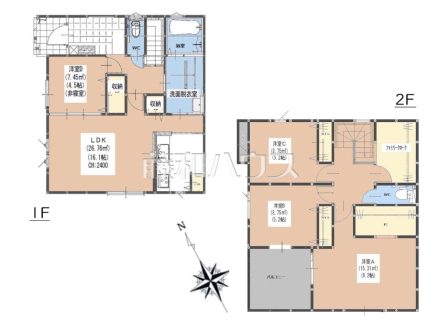 間取図　【糟屋郡粕屋町花ヶ浦２丁目】