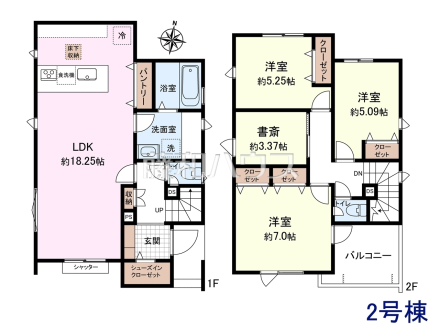 2号棟　間取図　【東村山市青葉町１丁目】