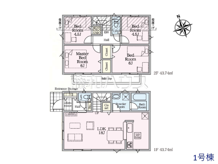 間取図　1号棟【東大和市奈良橋６丁目】