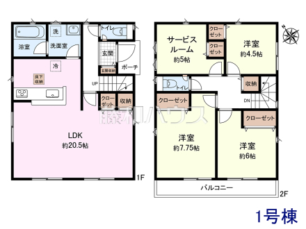 1号棟　間取図　【調布市富士見町３丁目】
