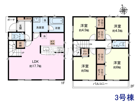 3号棟　間取図　【調布市富士見町３丁目】