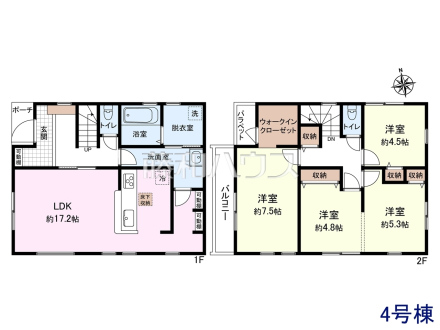 4号棟　間取図　【国分寺市北町４丁目】