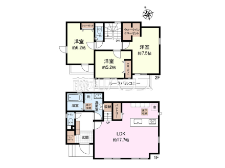 【参考プラン・間取図】1号地
1階：45.95㎡、2階：47.20㎡、合計：93.15㎡
土地価格：4850万円、建物価格：1830万円、合計：6680万円　
[参考プラン] 
建物価格：1,830万円（税込）　建物面積：93.15m&sup2;