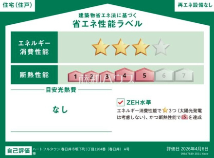 省エネ性能ラベル　【春日井市坂下町３丁目】　