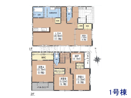 1号棟　間取図　【福岡市早良区梅林７丁目】
