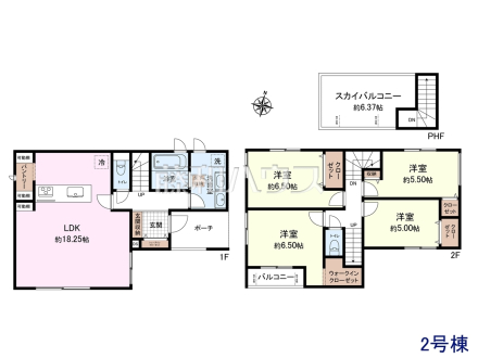 2号棟　間取図　【東村山市廻田町３丁目】