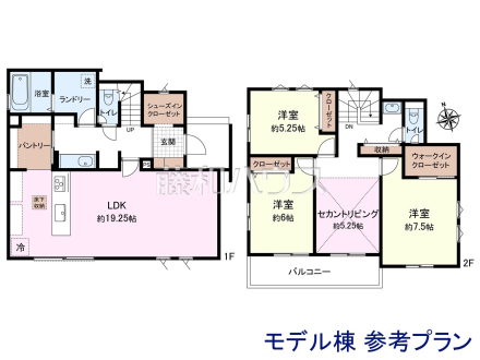 建物プラン例（間取図）　【東村山市恩多町５丁目】　
[参考プラン] 
建物価格：1,650万円（税込）　建物面積：115.3m&sup2;