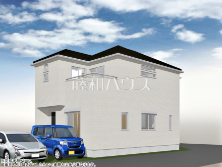 8号地　建物プラン例（南東パース・外観）　【東村山市恩多町５丁目】　
[参考プラン] 
建物価格：1,650万円（税込）　建物面積：97.29m&sup2;