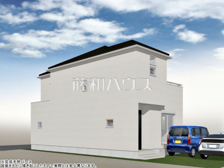 8号地　建物プラン例（南西パース・外観）　【東村山市恩多町５丁目】　
[参考プラン] 
建物価格：1,650万円（税込）　建物面積：97.29m&sup2;