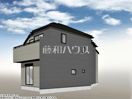 22号地　建物プラン例（南東パース・外観）　【東村山市恩多町５丁目】　
[参考プラン] 
建物価格：1,650万円（税込）　建物面積：93.98m&sup2;
