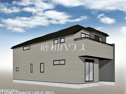 22号地　建物プラン例（南西パース・外観）　【東村山市恩多町５丁目】　
[参考プラン] 
建物価格：1,650万円（税込）　建物面積：93.98m&sup2;