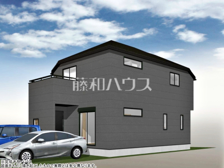 23号地　建物プラン例（南東パース・外観）　【東村山市恩多町５丁目】　
[参考プラン] 
建物価格：1,650万円（税込）　建物面積：91.5m&sup2;