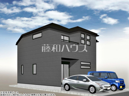 24号地　建物プラン例（南西パース・外観）　【東村山市恩多町５丁目】　
[参考プラン] 
建物価格：1,650万円（税込）　建物面積：96.05m&sup2;