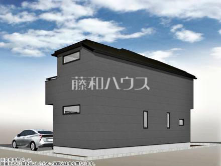 43号地　建物プラン例（南東パース・外観）　【東村山市恩多町５丁目】　
[参考プラン] 
建物価格：1,650万円（税込）　建物面積：96.26m&sup2;